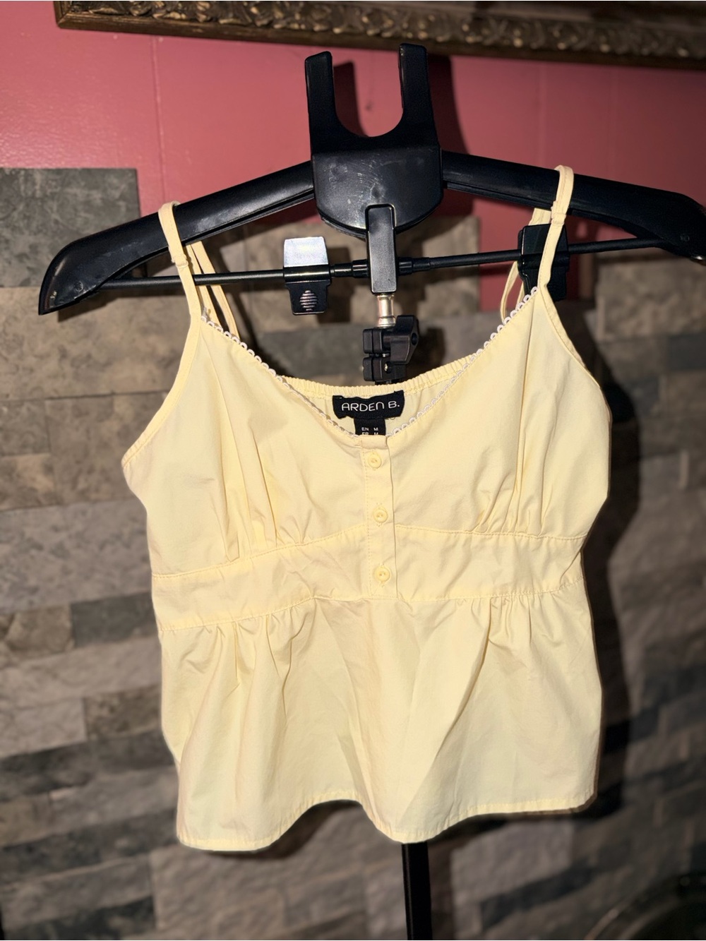 Arden B Women's Medium Yellow Camisole Top Empire Waist Casual Summer Tank